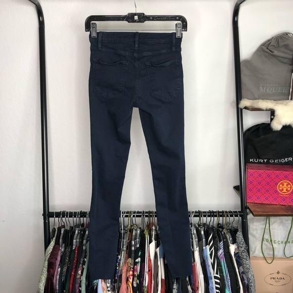 𝅺FRAME Le High Navy Skinny Raw Hem Jeans - Picture 5 of 9